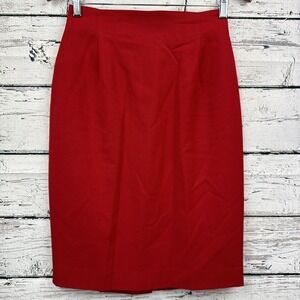 Paul Stanley 100% Wool Pencil Skirt‎ Vintage Red [Size 8] Made in USA
